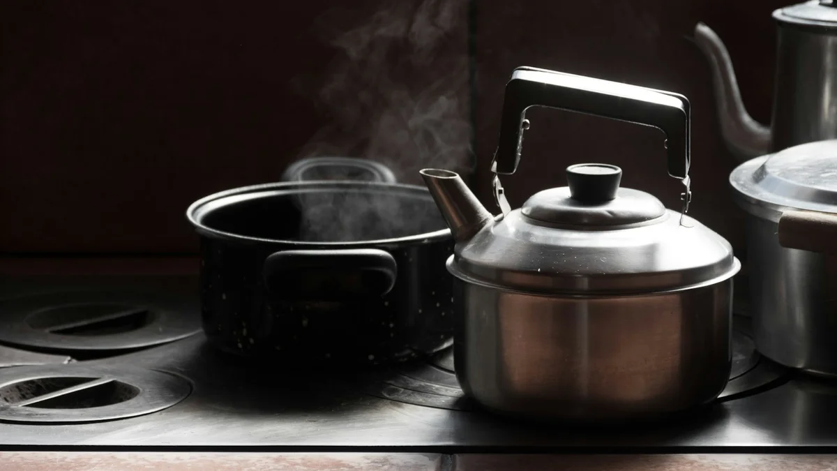 A kettle steaming gently on a warm stove - a Quiet Core Reset guide to Family Energy for Beginners.