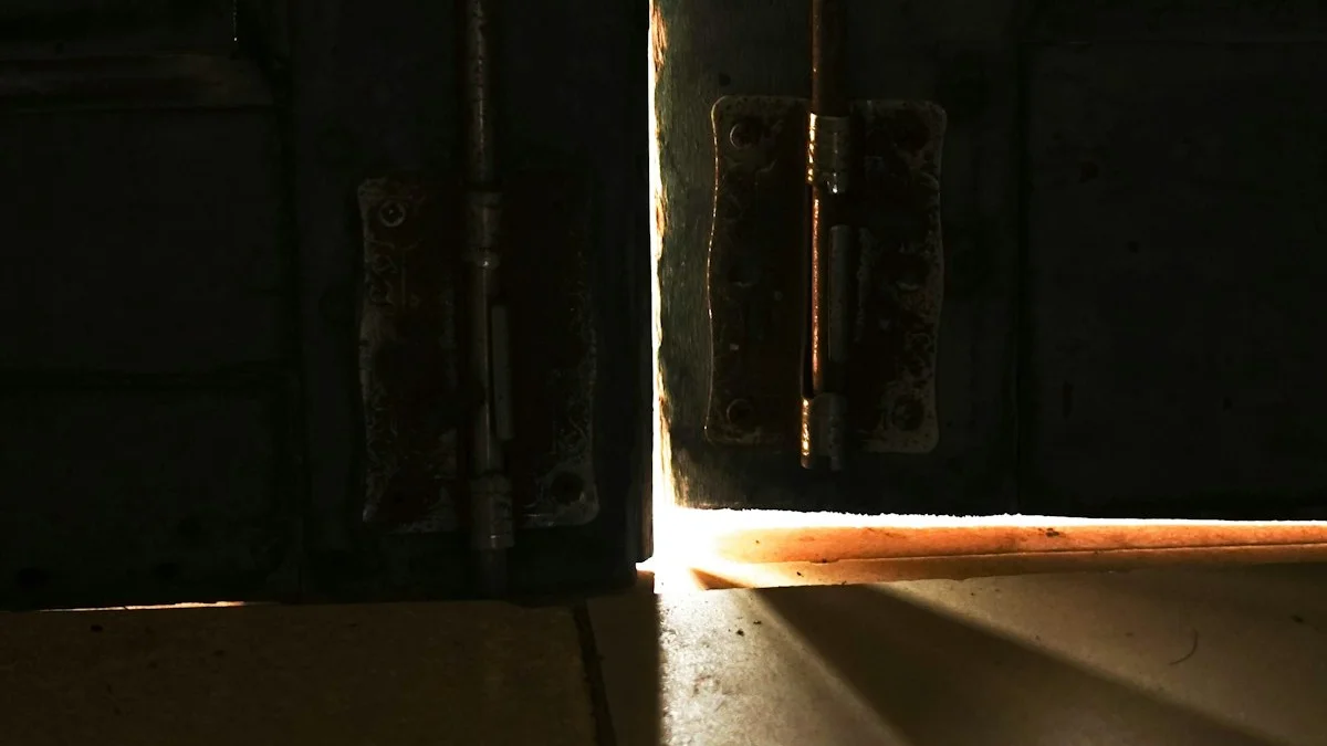 Warm light spills through an old door left ajar in a dark wall - a Quiet Core Reset guide to Healthy Boundaries vs. Walls.