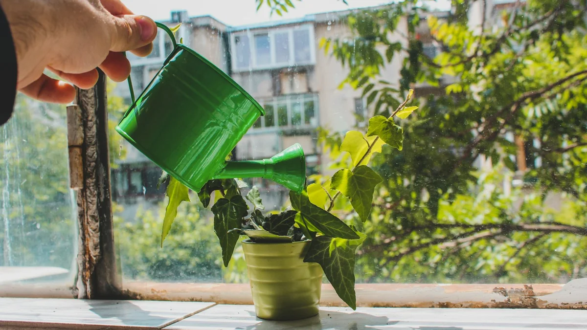 A hand gently cradling a small potted seedling - a Quiet Core Reset guide to 5 Self-Compassion Mistakes That Feed Your Inner Critic.