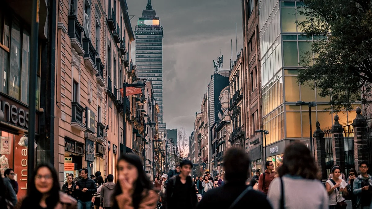 A crowded city street full of commuters moving beneath a heavy grey sky - a Quiet Core Reset guide to Why We Glorify the Grind.